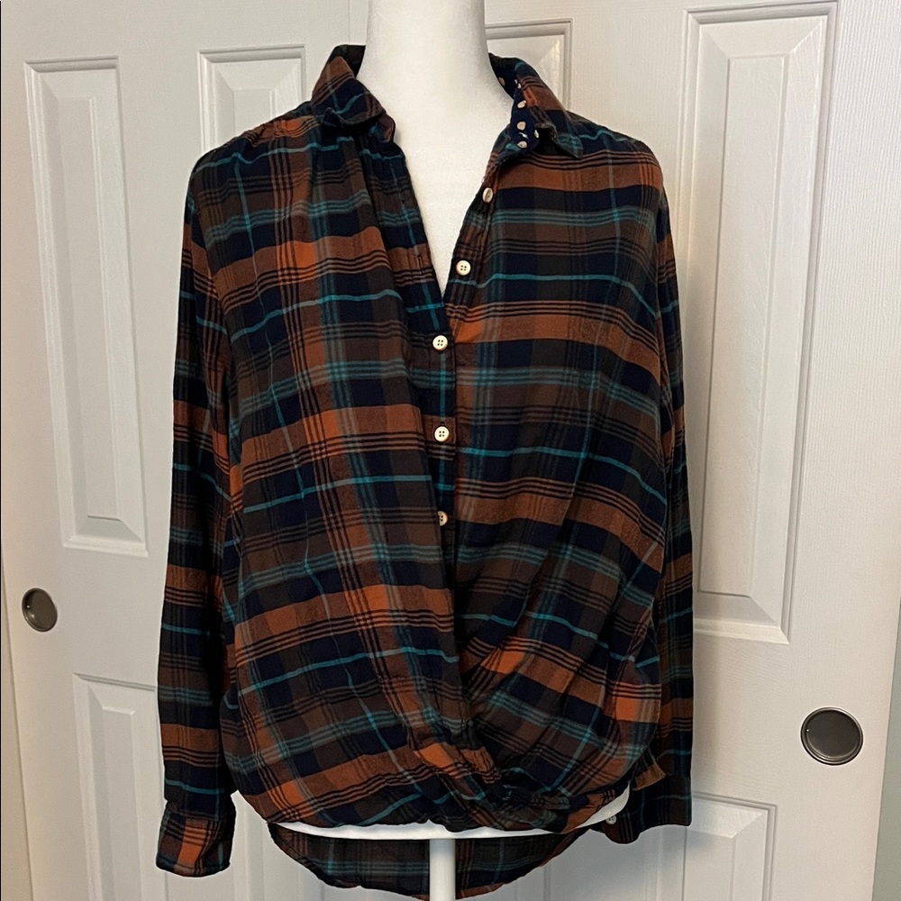 Anthropologie Isabella Sinclair Crossover Flannel Button down - Picture 1 of 9